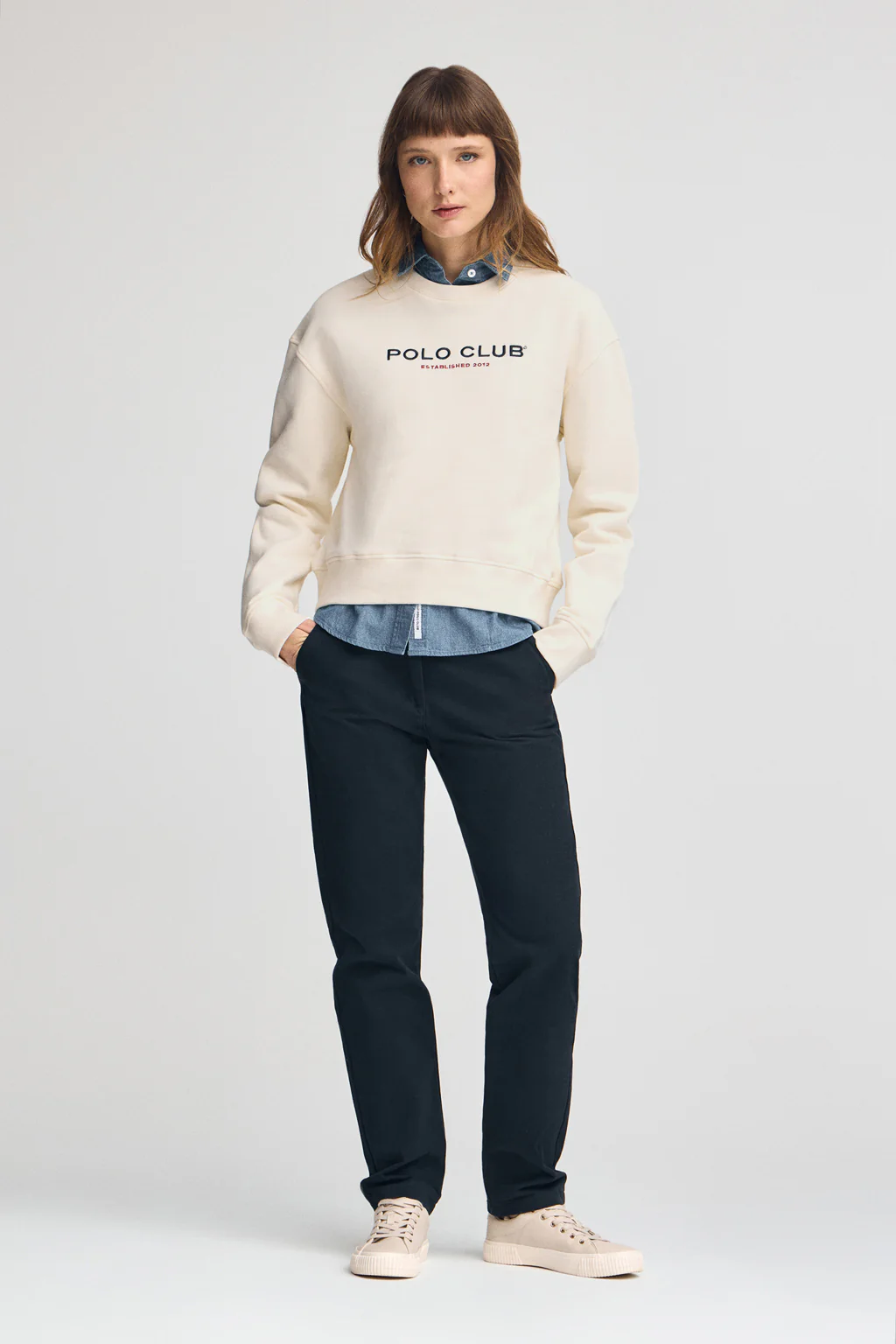 Nude boxy-fit sweatshirt Established 2012 Polo Club - Image 4