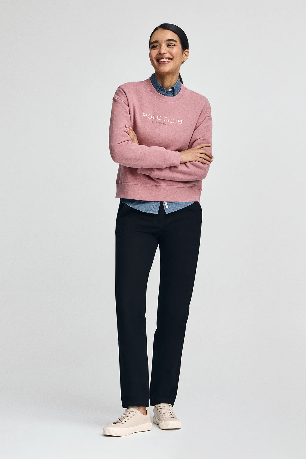 Dusty-pink boxy-fit sweatshirt Established 2012 Polo Club - Image 4