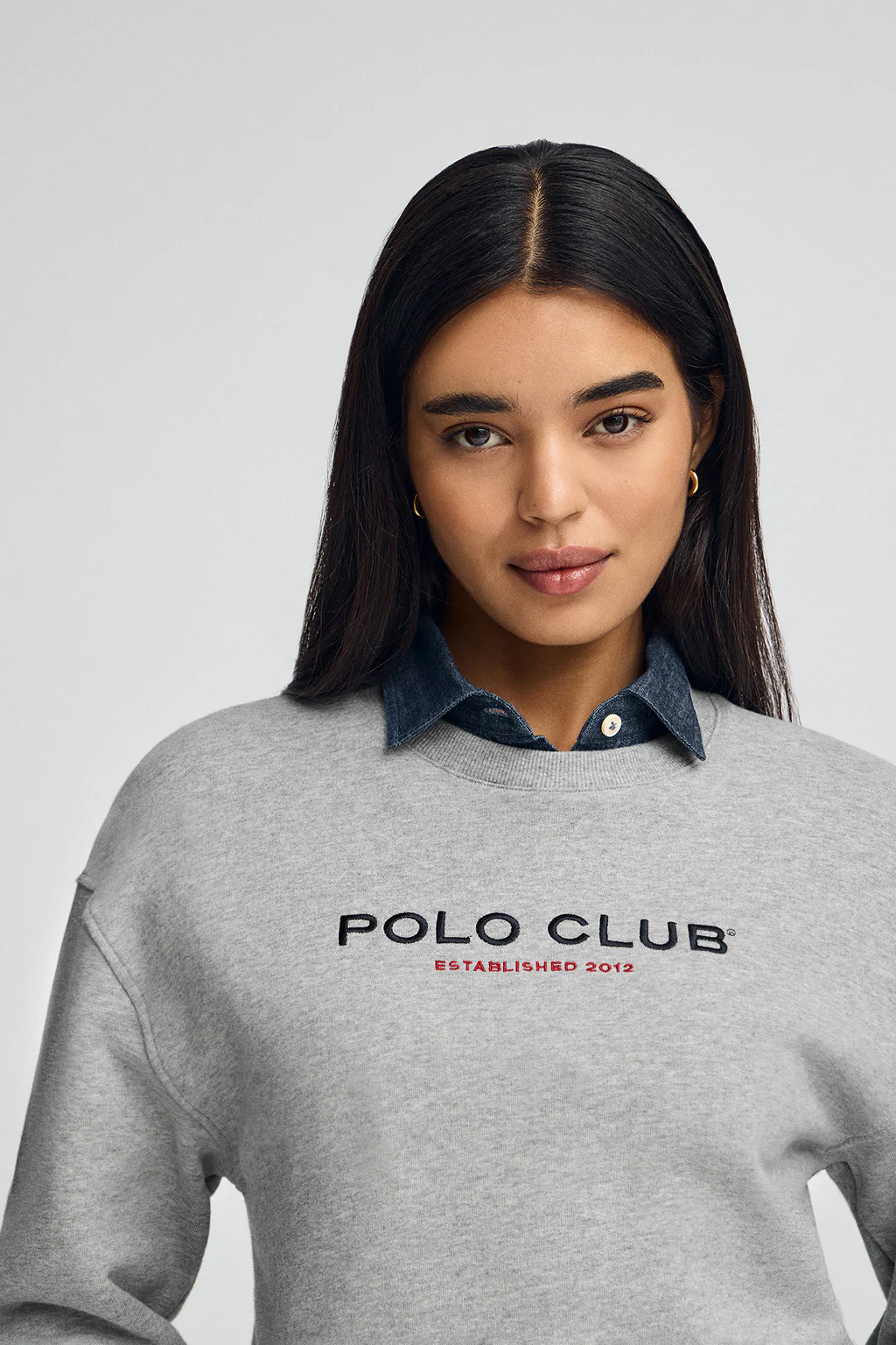 Grey-marl boxy-fit sweatshirt Established 2012 Polo Club - Image 3