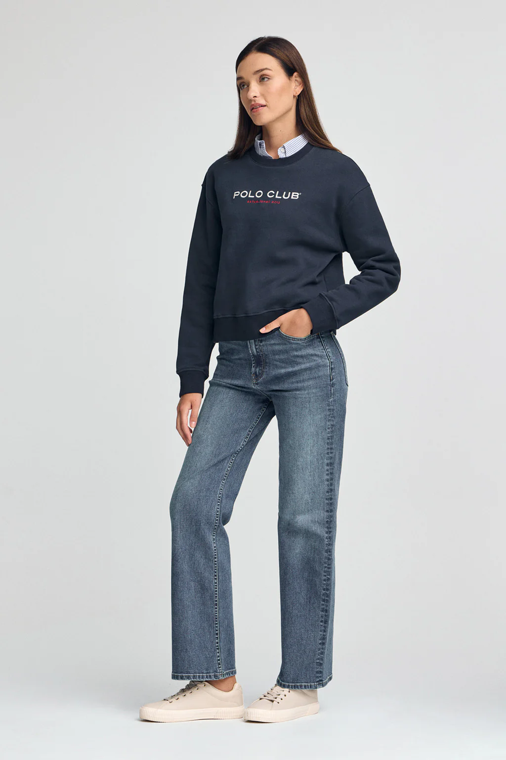 Navy-blue boxy-fit sweatshirt Established 2012 Polo Club - Image 4