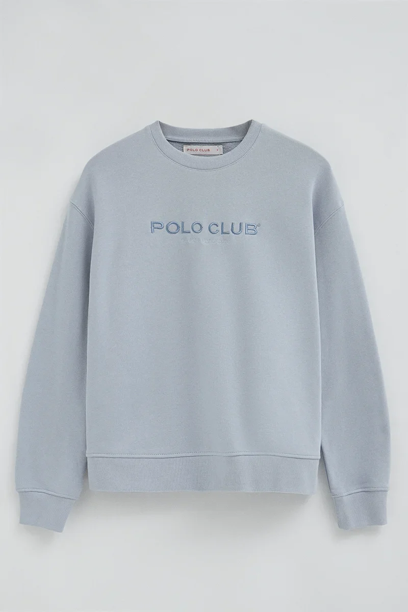 Light-blue boxy-fit sweatshirt with Established 2012 Polo Club embroidery - Image 9