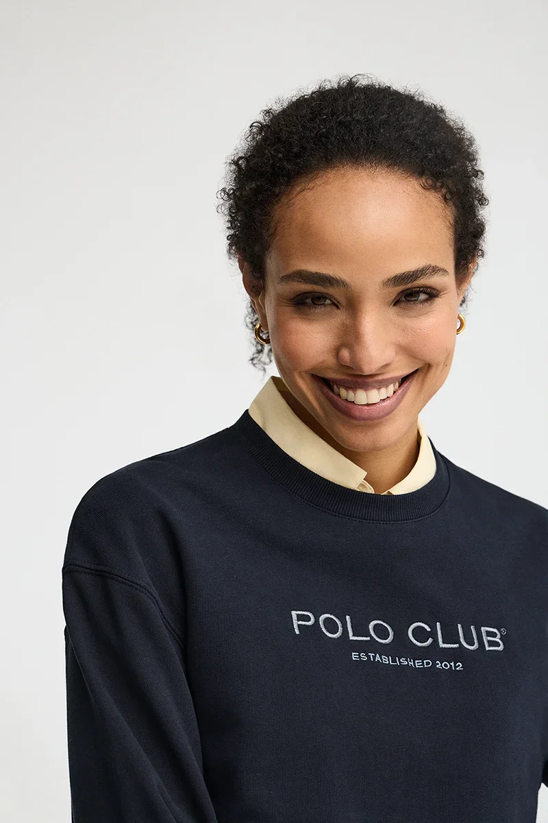 Navy-blue boxy-fit sweatshirt with Established 2012 Polo Club embroidery - Image 3