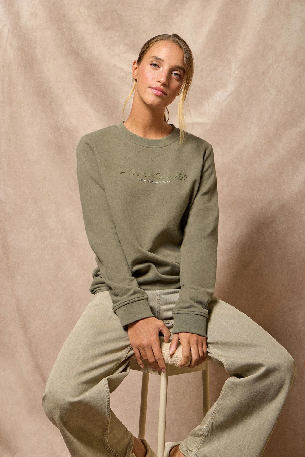 Army-green slim-fit sweatshirt with Polo Club logo
