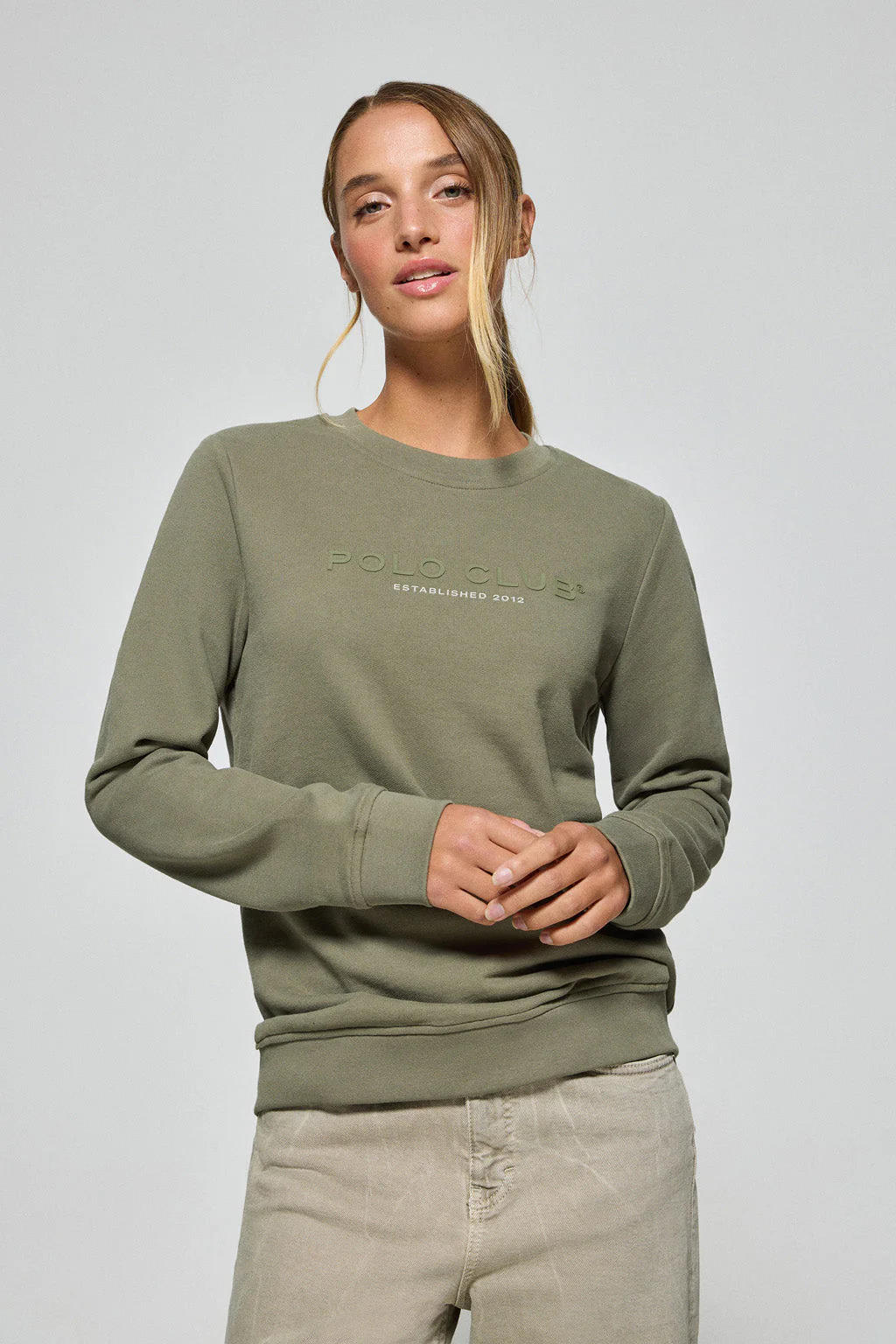 Army-green slim-fit sweatshirt with Polo Club logo - Image 2