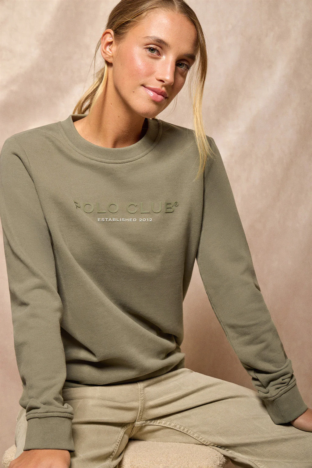 Army-green slim-fit sweatshirt with Polo Club logo - Image 3