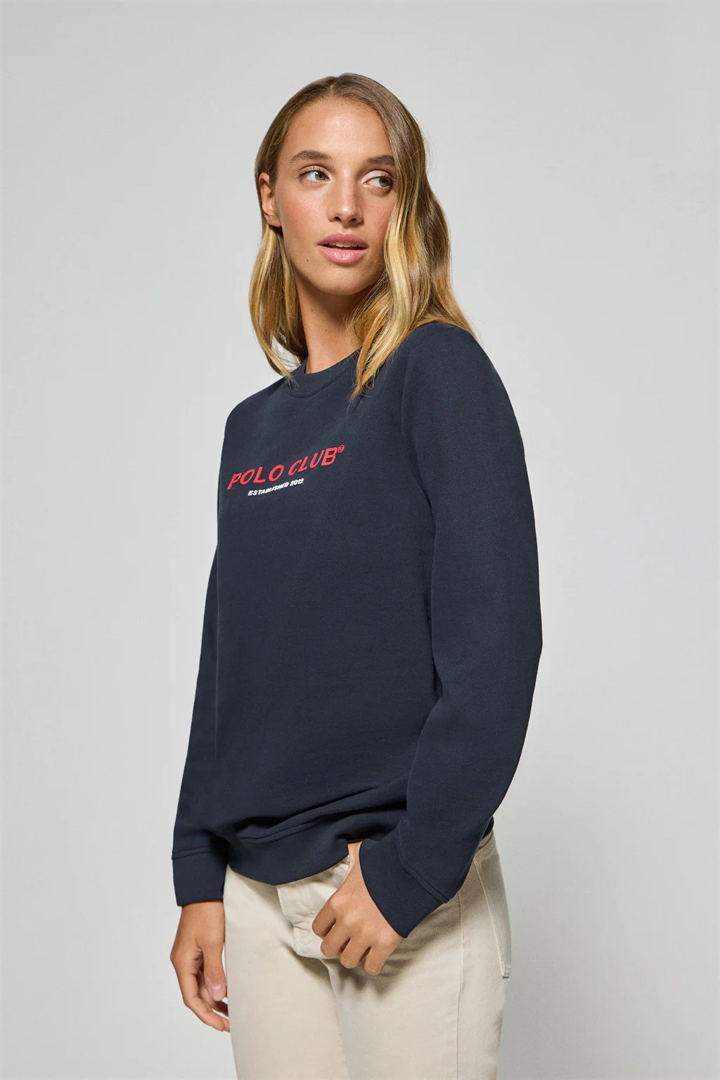 Navy-blue slim-fit sweatshirt with Polo Club logo
