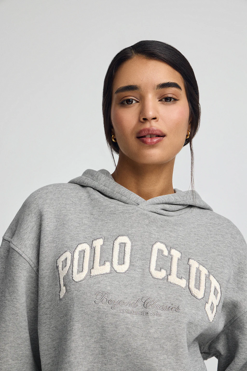 Grey-marl hoodie with Established 2012 Polo Club logo - Image 3