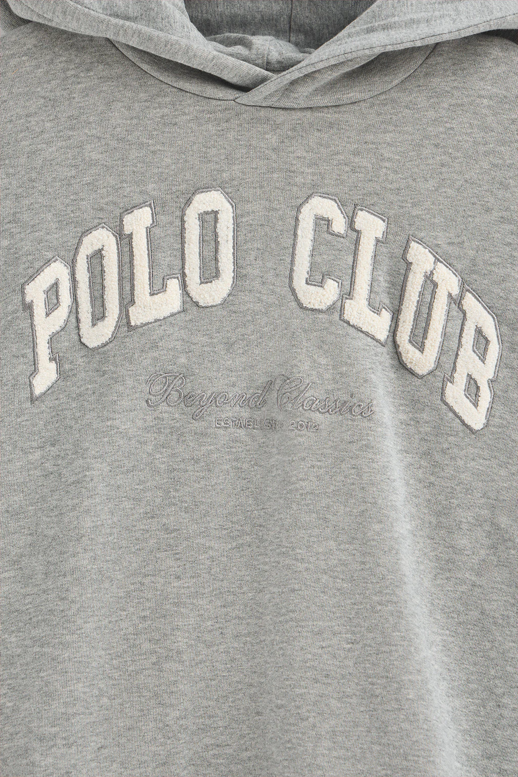 Grey-marl hoodie with Established 2012 Polo Club logo - Image 7