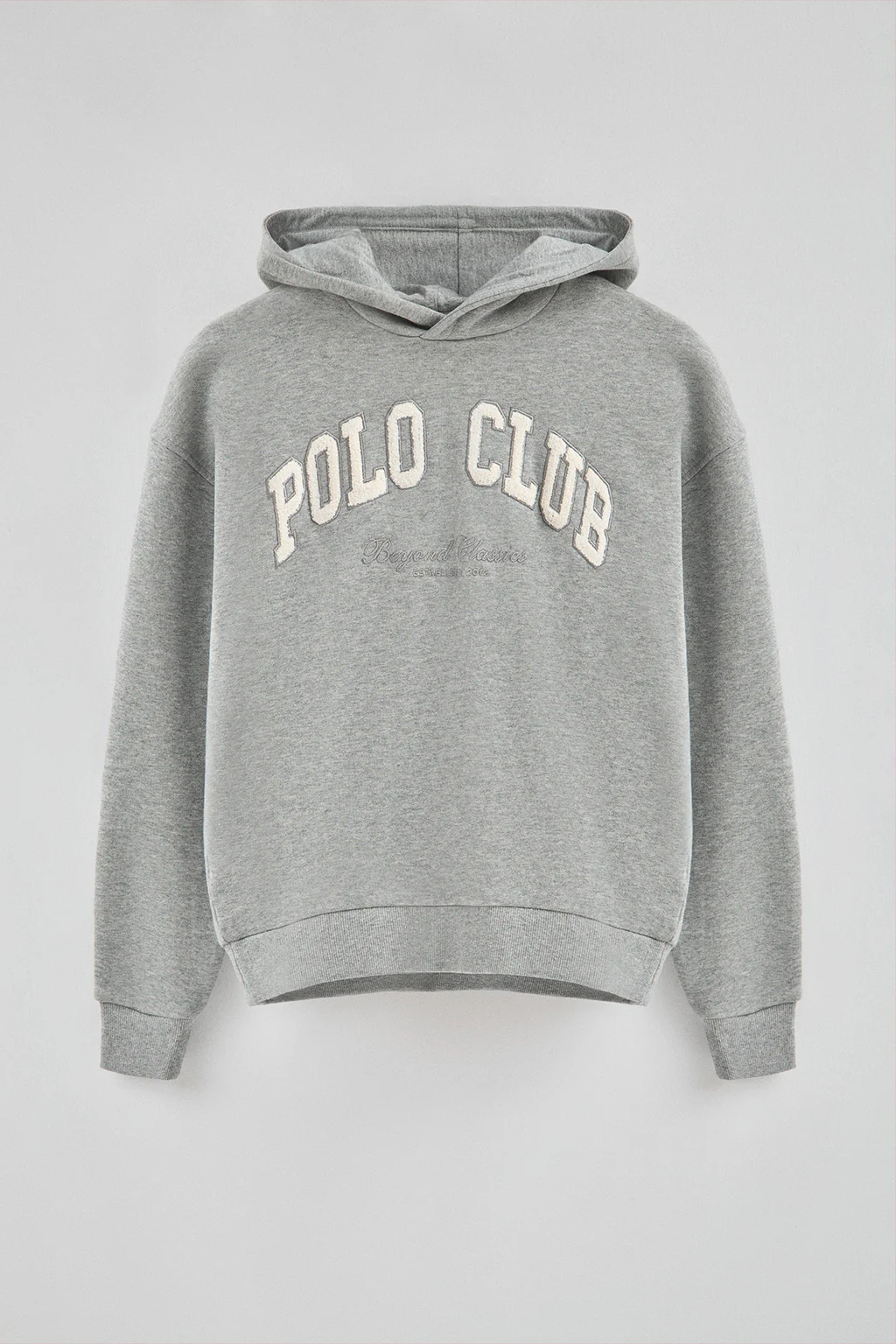 Grey-marl hoodie with Established 2012 Polo Club logo - Image 9