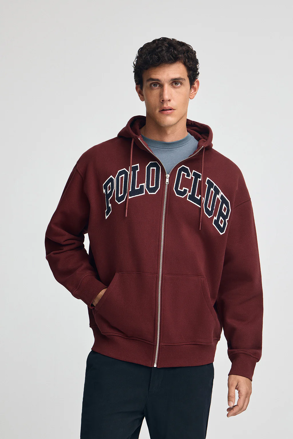 Maroon wide-fit sweatshirt with Polo Club logo