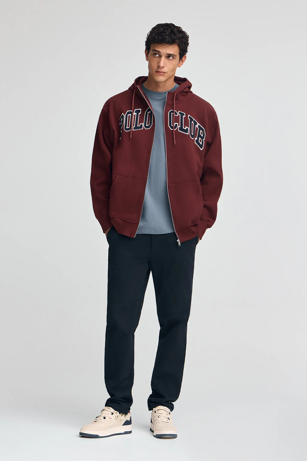 Maroon wide-fit sweatshirt with Polo Club logo - Image 3