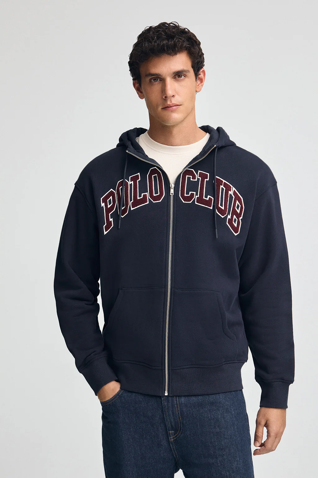 Navy-blue wide-fit sweatshirt with Polo Club logo