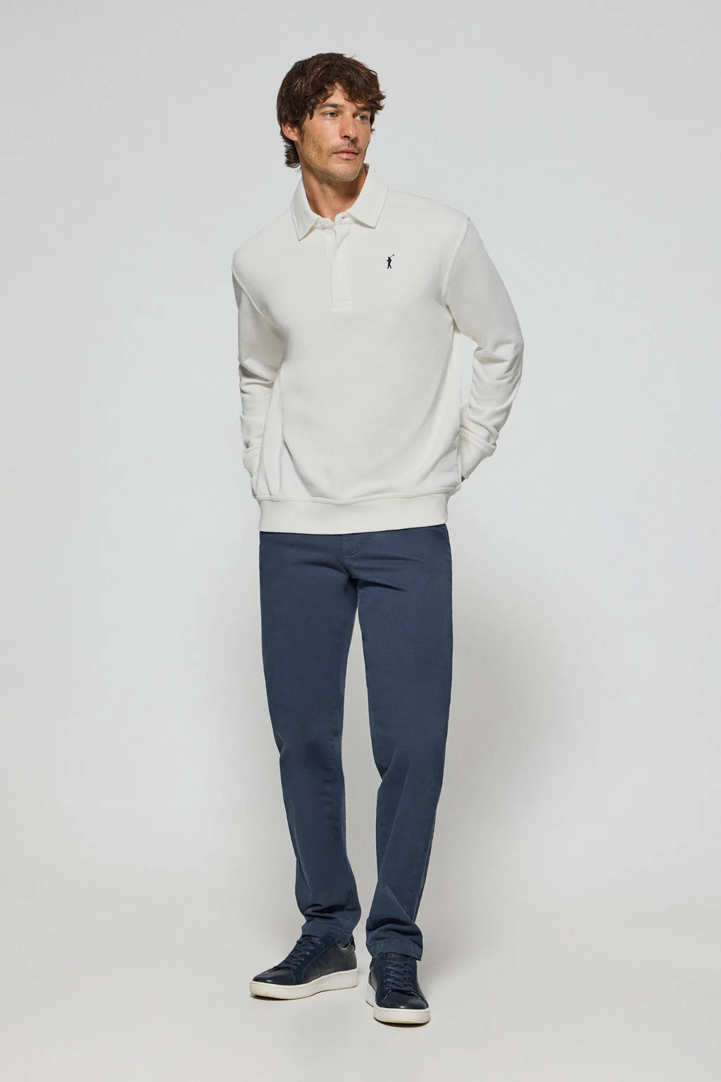 Beige polo-collar sweatshirt Hadid with Rigby Go logo - Image 3