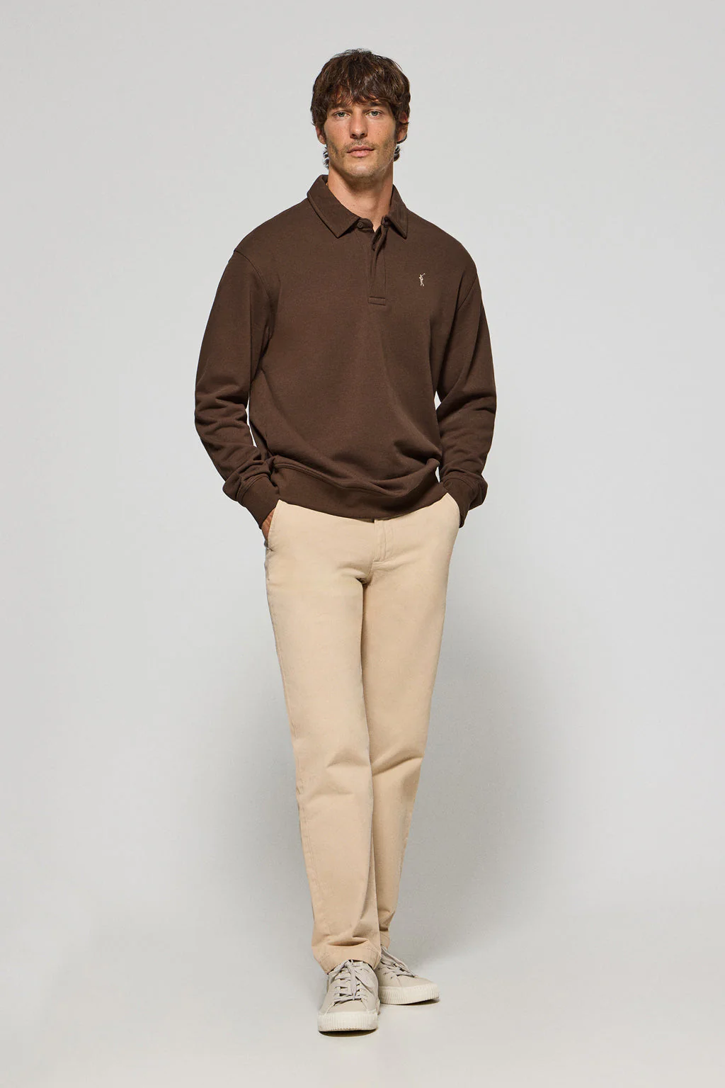 Brown polo-collar sweatshirt Hadid with Rigby Go logo - Image 3