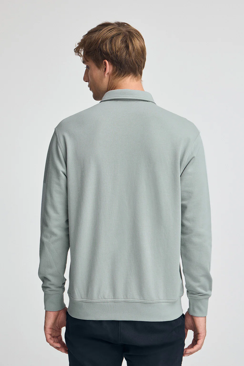 Blueish-grey regular-fit polo-style sweatshirt with Rigby Go logo - Image 4