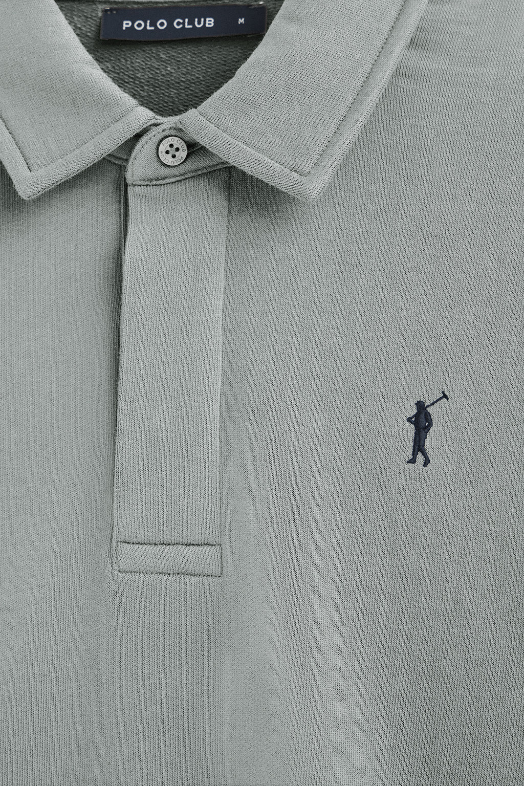 Blueish-grey regular-fit polo-style sweatshirt with Rigby Go logo - Image 6