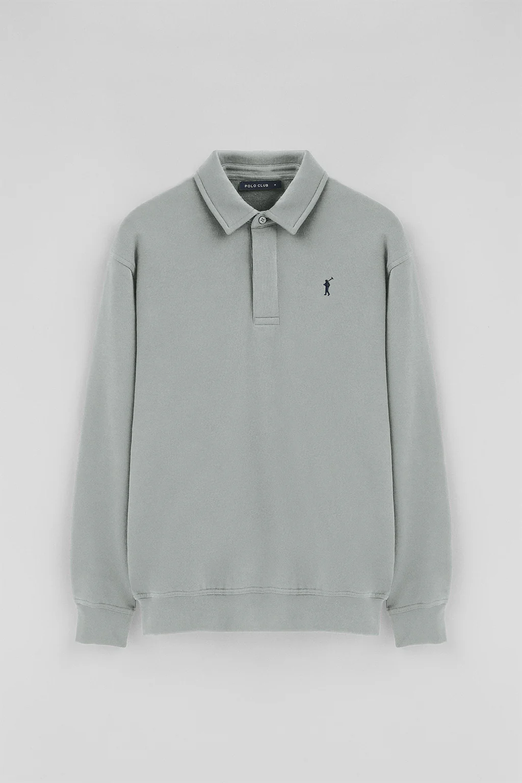 Blueish-grey regular-fit polo-style sweatshirt with Rigby Go logo - Image 8