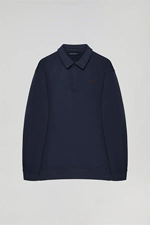 Navy-blue polo-collar sweatshirt with Rigby Go embroidery - Image 11