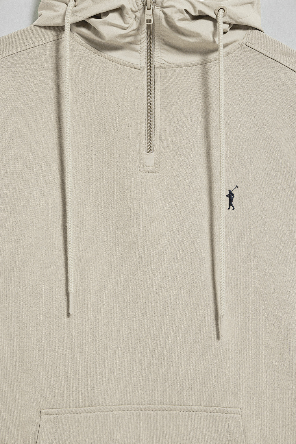 Beige half-zip hoodie with Rigby Go logo - Image 3