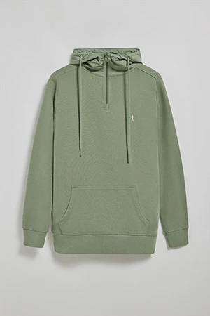 Jade-green half-zip hoodie with Rigby Go logo - Image 9