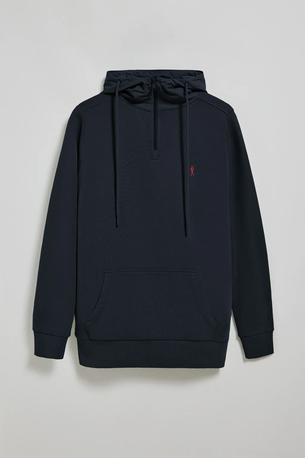 Navy-blue half-zip hoodie with Rigby Go logo - Image 6