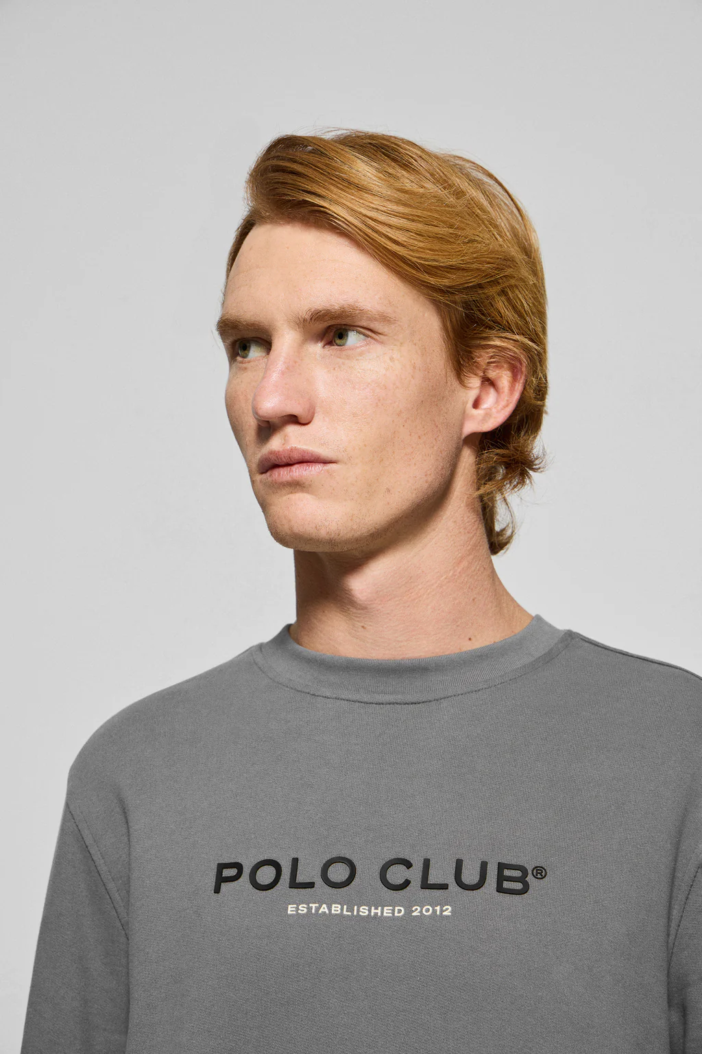 Asphalt-grey round-neck sweatshirt with Polo Club logo - Image 3