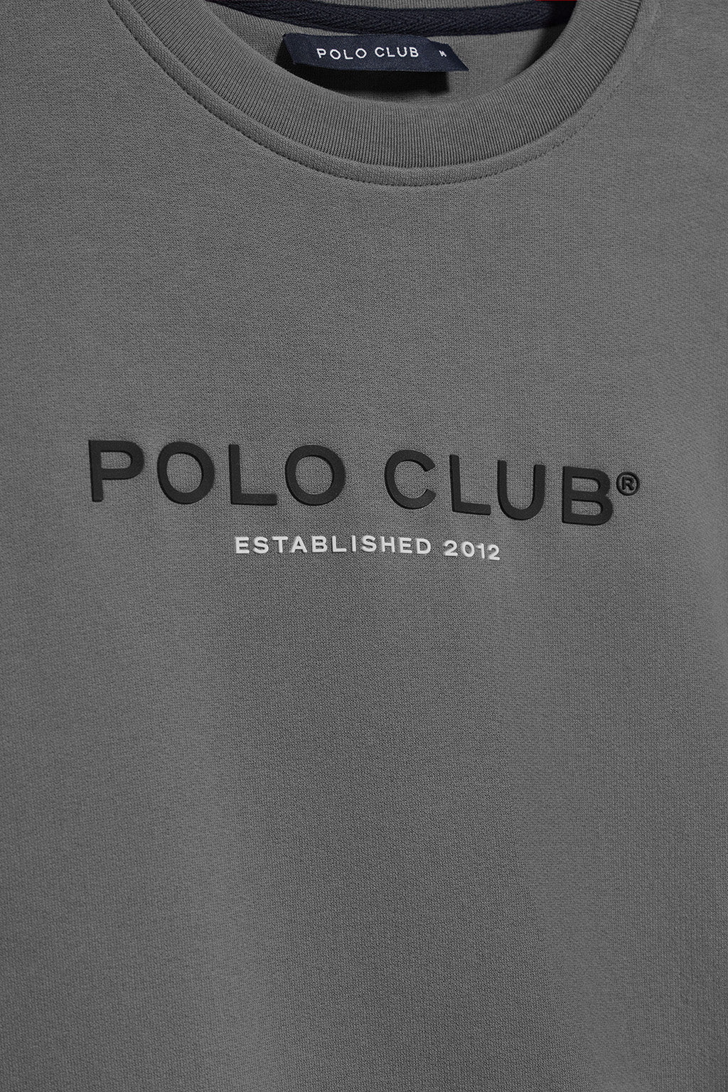 Asphalt-grey round-neck sweatshirt with Polo Club logo - Image 7