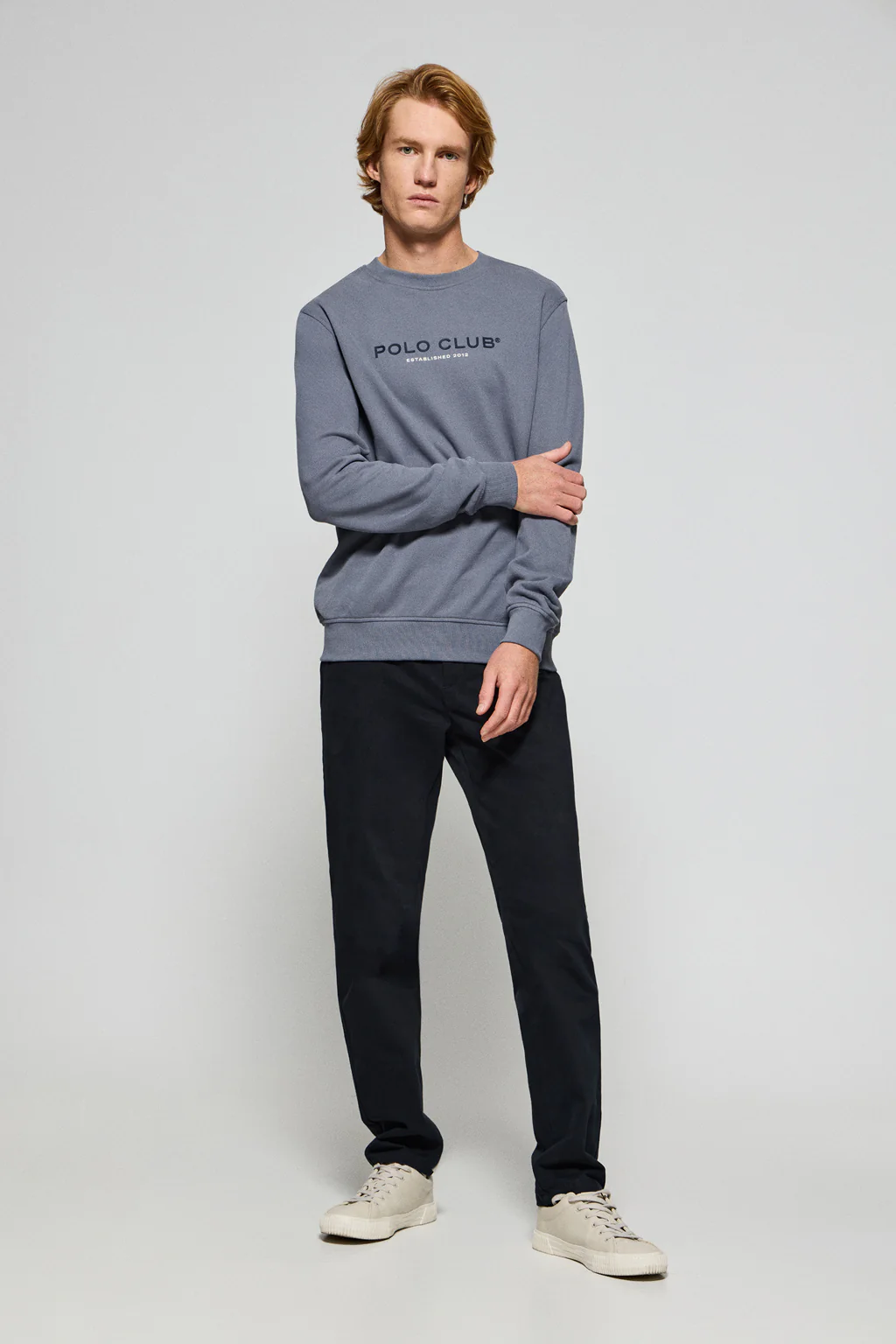 Denim-blue round-neck sweatshirt with Polo Club logo - Image 4
