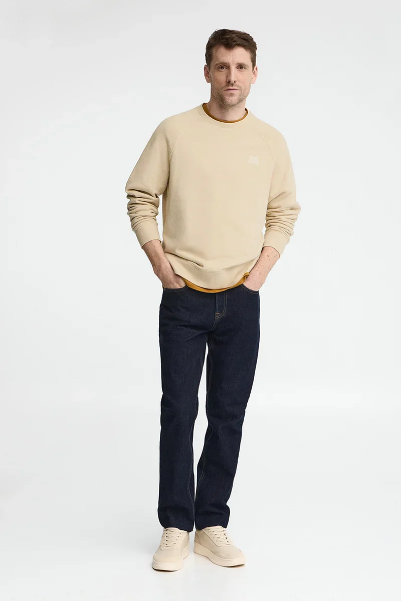 Beige round-neck sweatshirt with Polo Club patch - Image 2