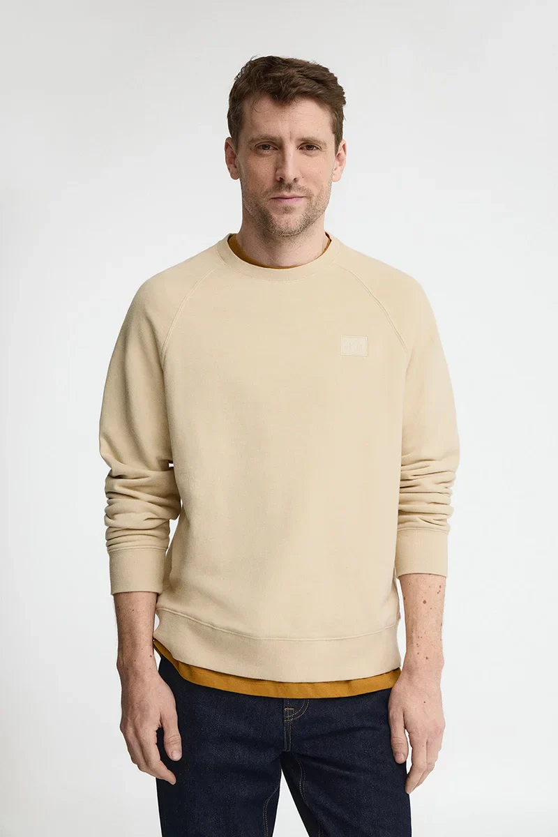 Beige round-neck sweatshirt with Polo Club patch - Image 3