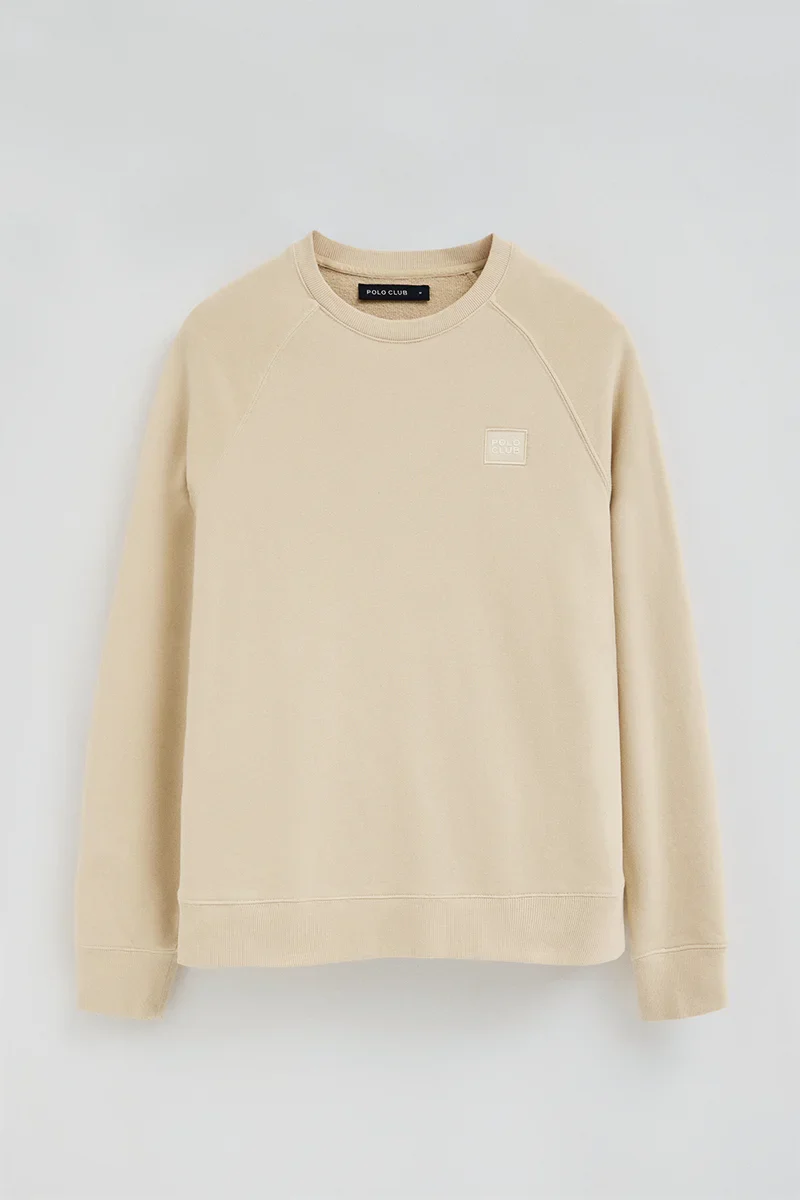 Beige round-neck sweatshirt with Polo Club patch - Image 6