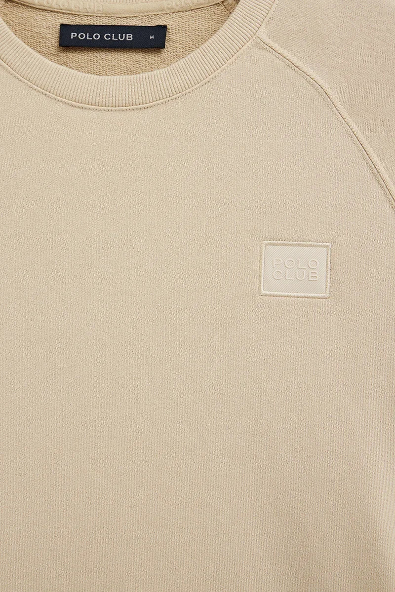 Beige round-neck sweatshirt with Polo Club patch - Image 7