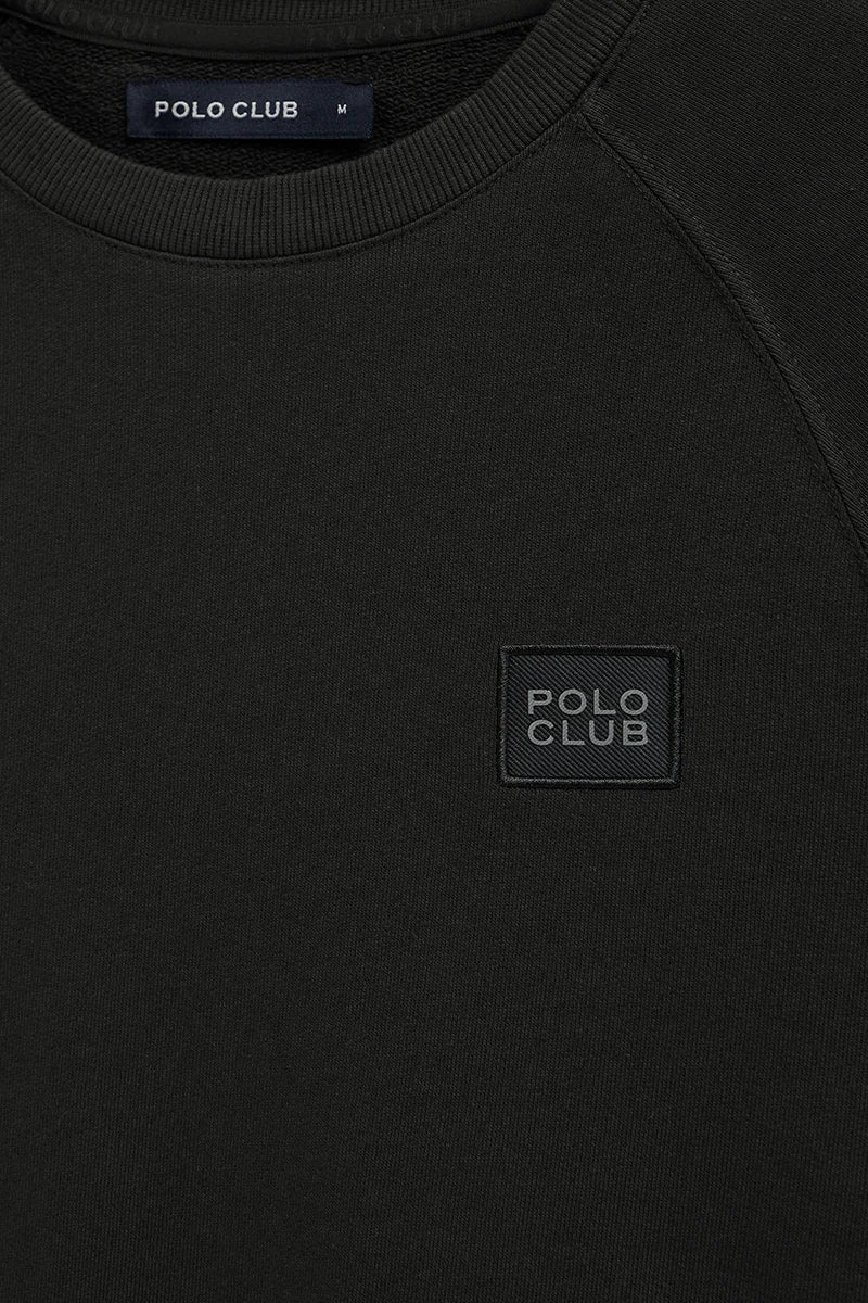 Black round-neck sweatshirt with Polo Club patch - Image 7