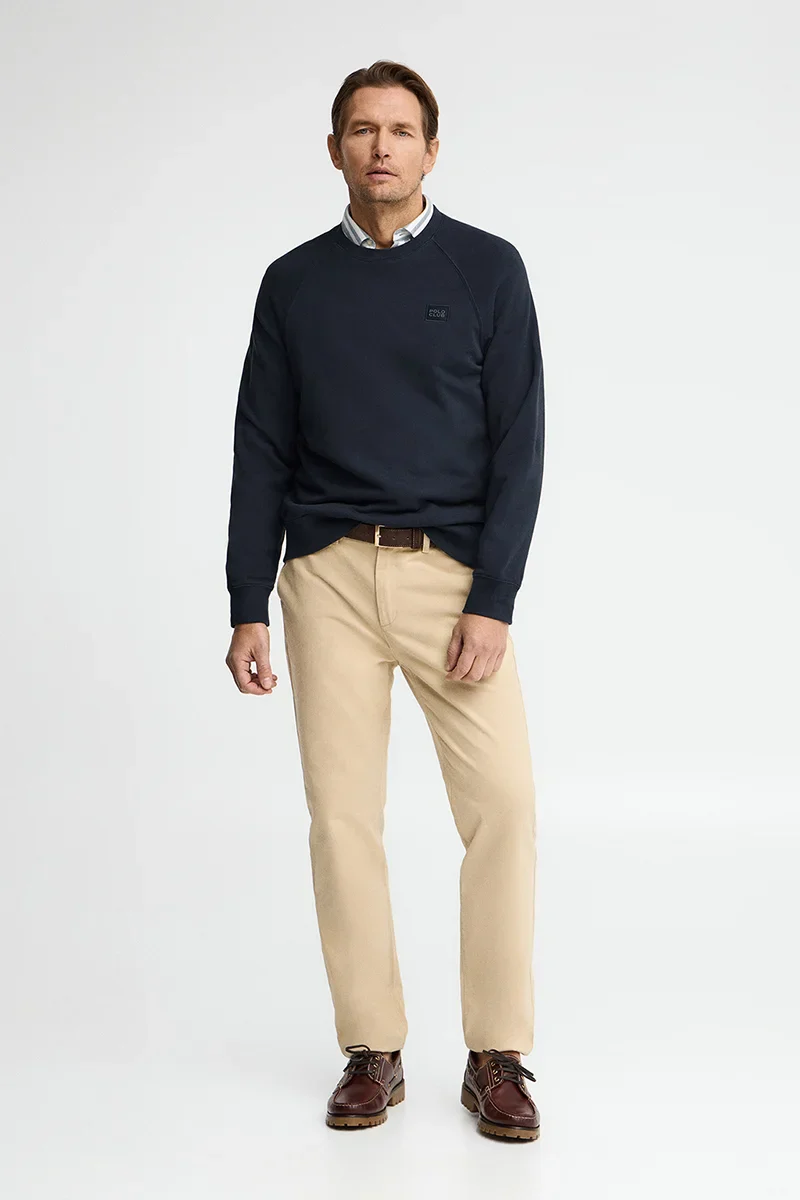 Navy-blue round-neck sweatshirt with Polo Club patch - Image 4