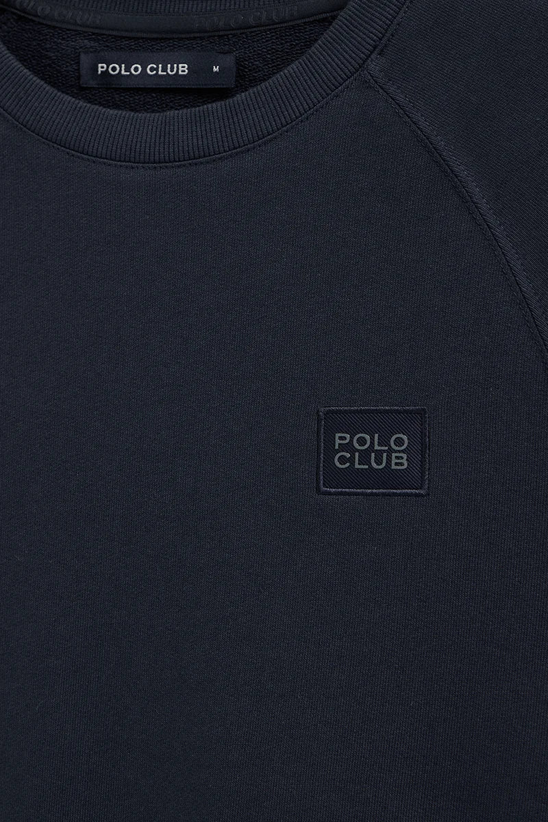 Navy-blue round-neck sweatshirt with Polo Club patch - Image 7