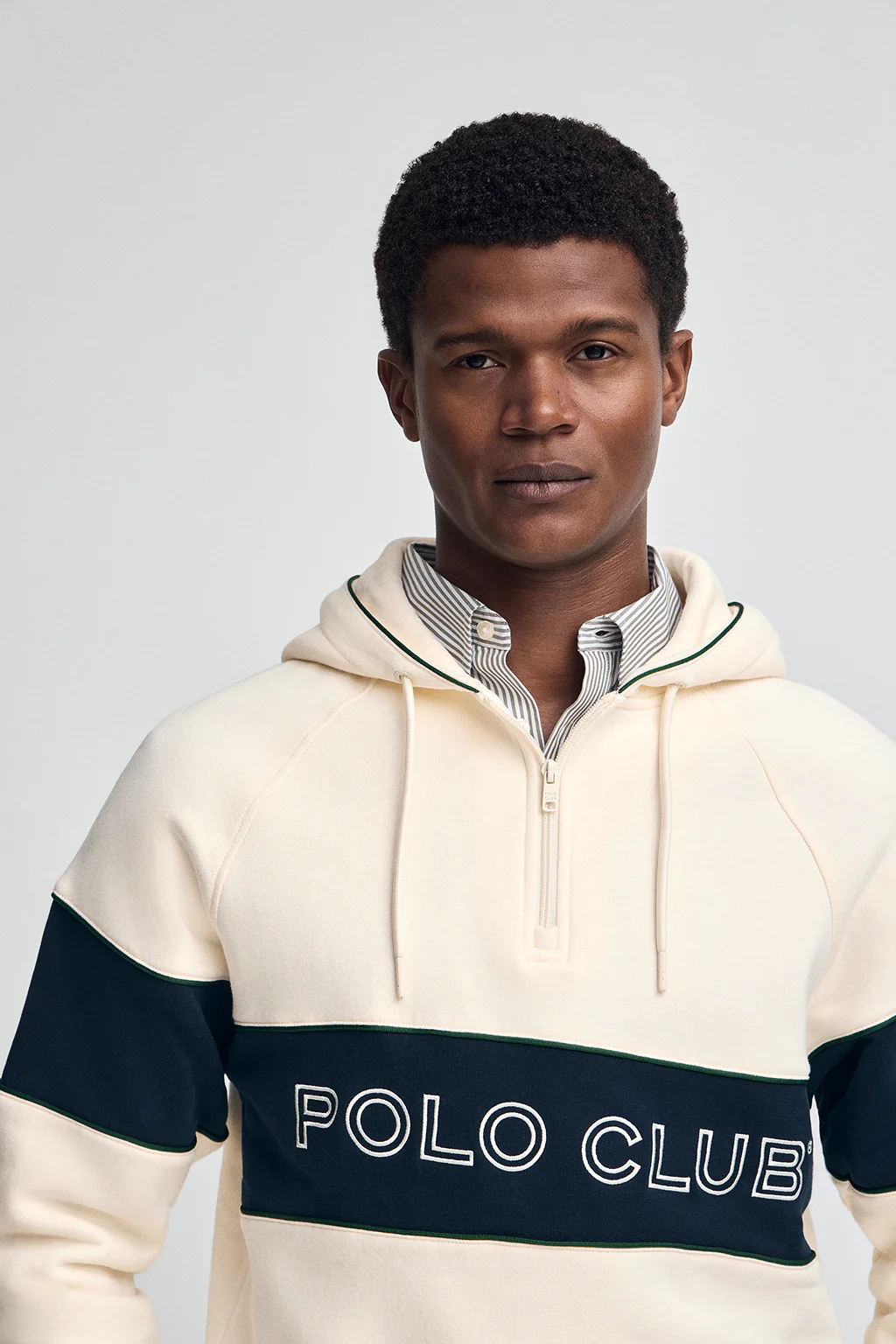 Nude half-zip hoodie with Polo Club logo