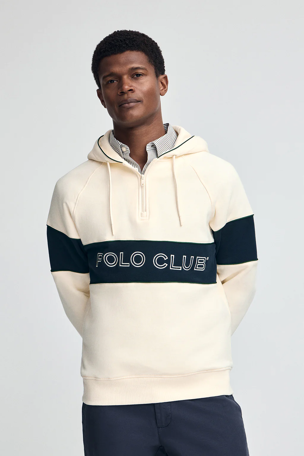 Nude half-zip hoodie with Polo Club logo - Image 2