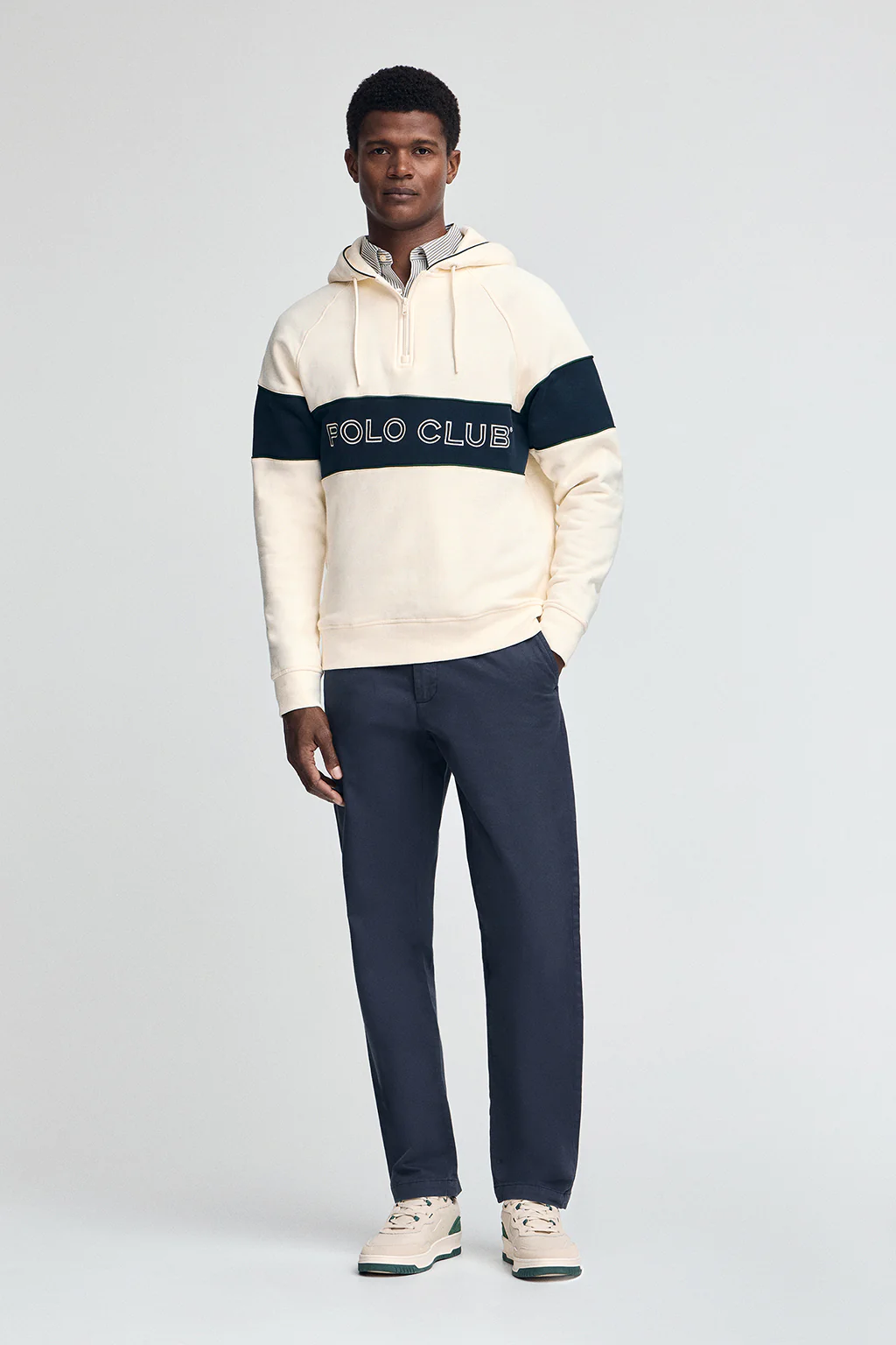 Nude half-zip hoodie with Polo Club logo - Image 3