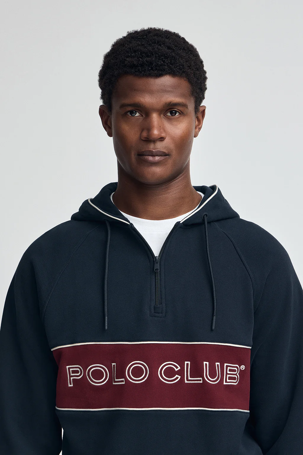 Navy-blue half-zip hoodie with Polo Club logo - Image 2