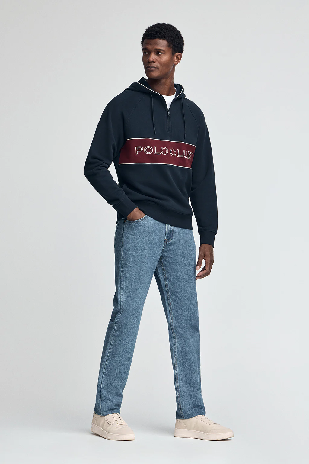 Navy-blue half-zip hoodie with Polo Club logo - Image 3