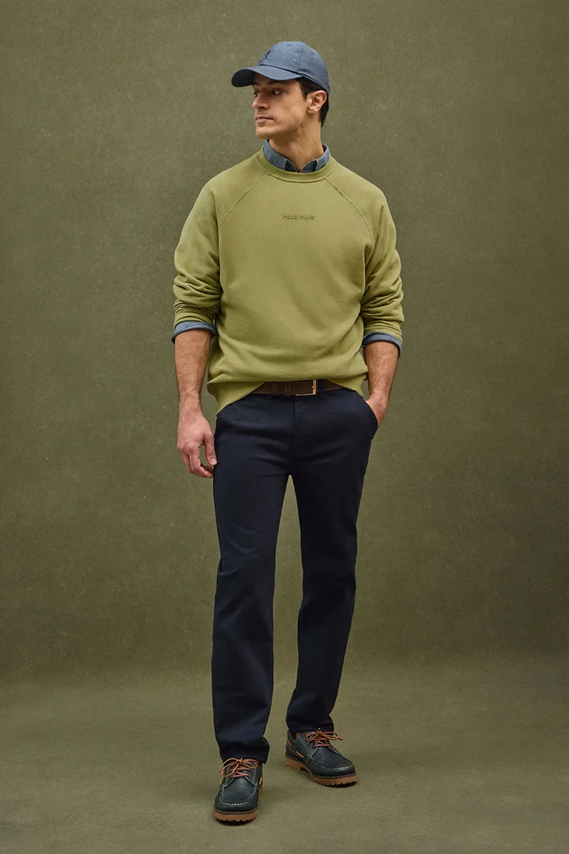 Leaf-green relaxed-fit sweatshirt with Polo Club rubberised logo