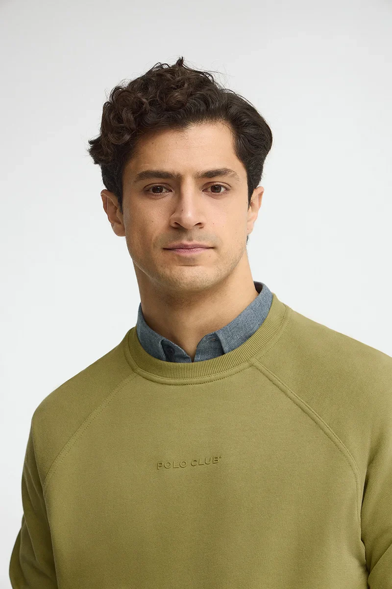Leaf-green relaxed-fit sweatshirt with Polo Club rubberised logo - Image 2