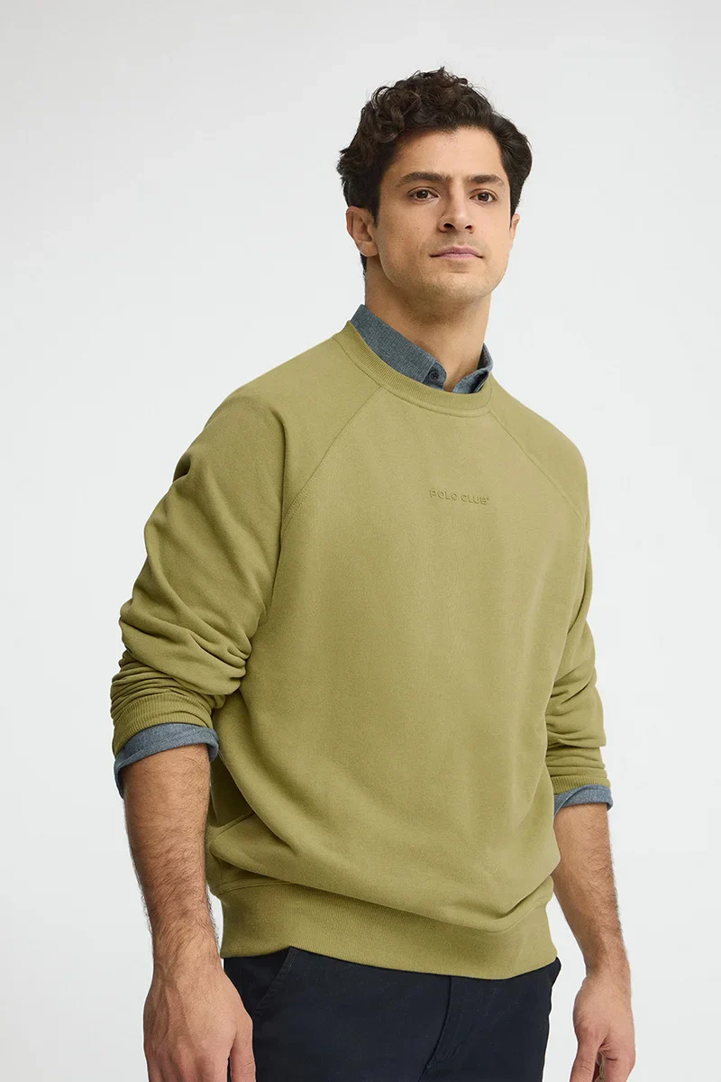 Leaf-green relaxed-fit sweatshirt with Polo Club rubberised logo - Image 3