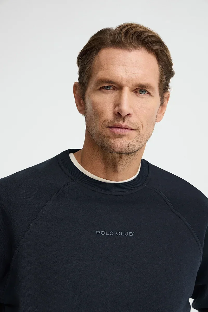 Navy-blue relaxed-fit sweatshirt with Polo Club rubberised logo