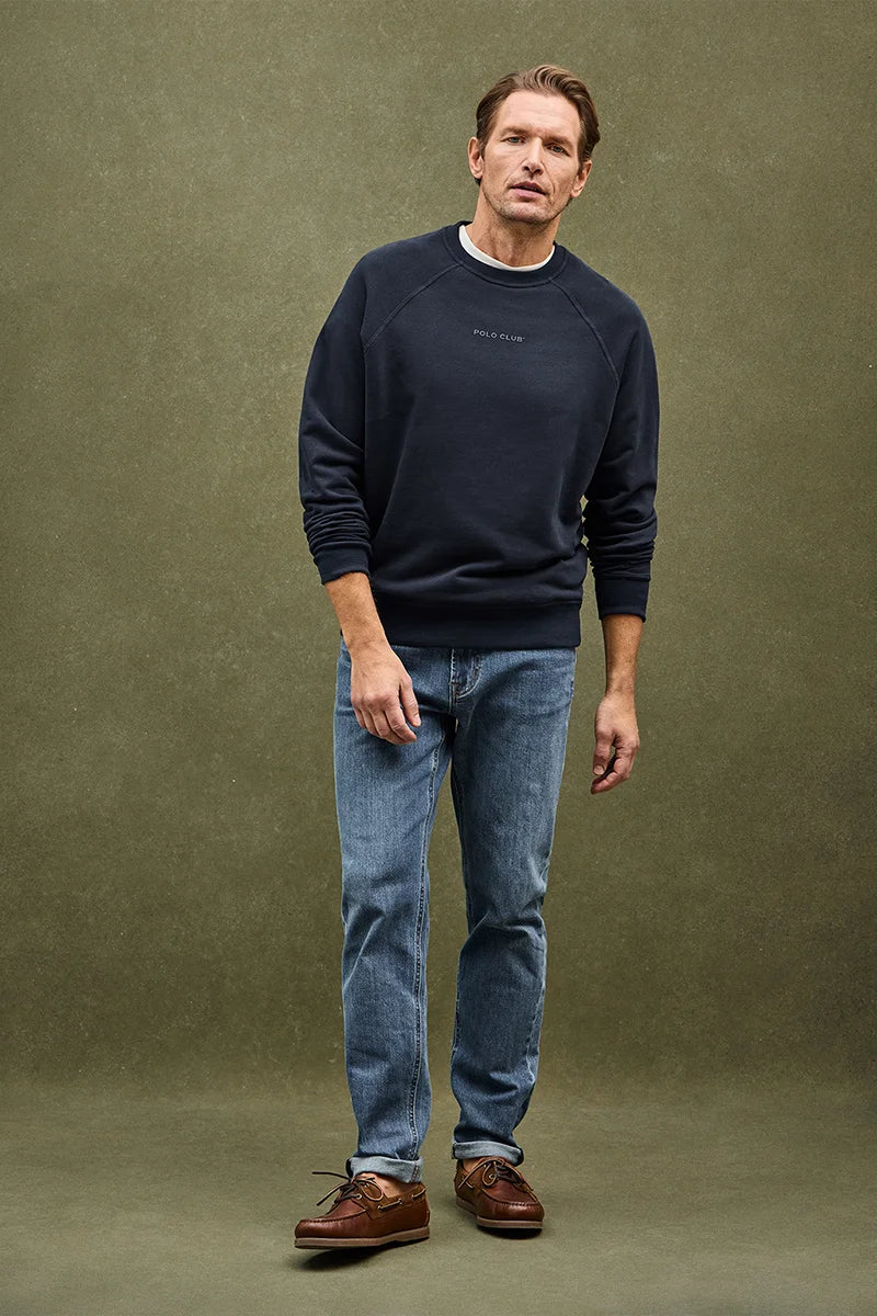 Navy-blue relaxed-fit sweatshirt with Polo Club rubberised logo - Image 2