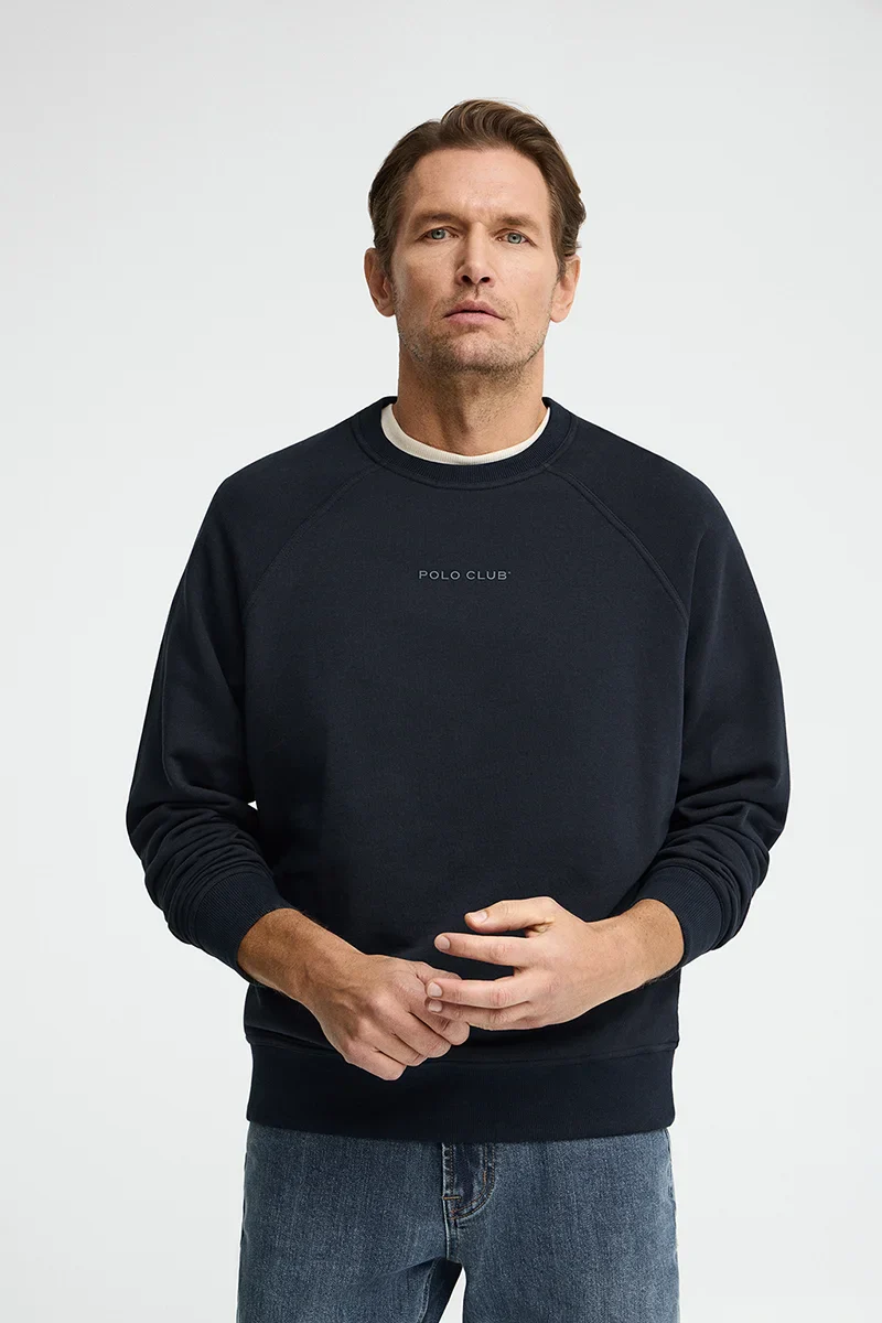 Navy-blue relaxed-fit sweatshirt with Polo Club rubberised logo - Image 3