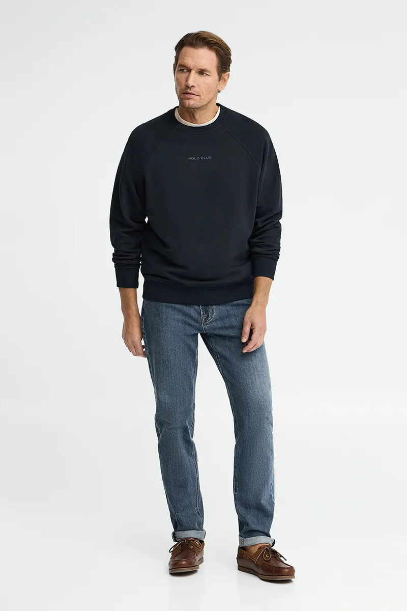 Navy-blue relaxed-fit sweatshirt with Polo Club rubberised logo - Image 4