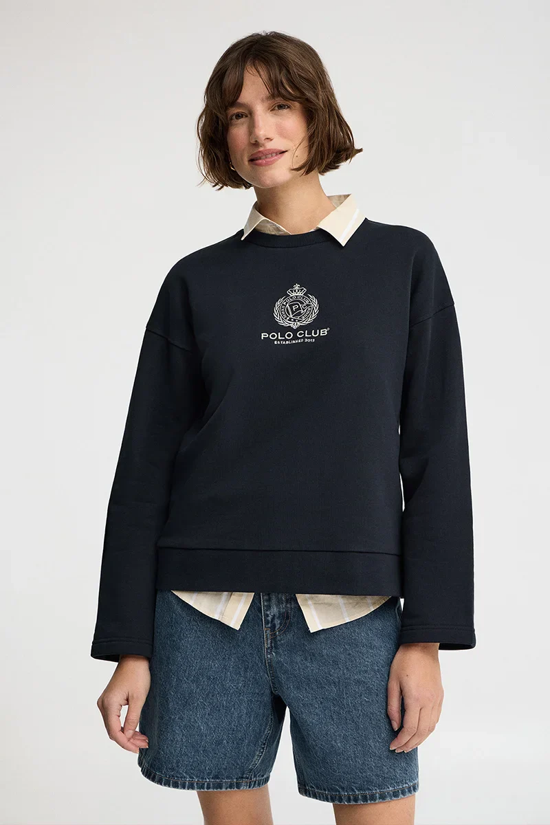 Navy-blue straight-fit sweatshirt with Polo Club Nautic logo