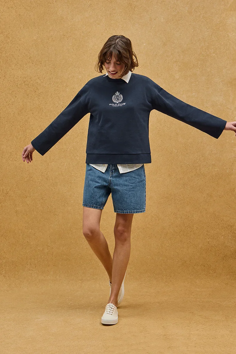 Navy-blue straight-fit sweatshirt with Polo Club Nautic logo - Image 2