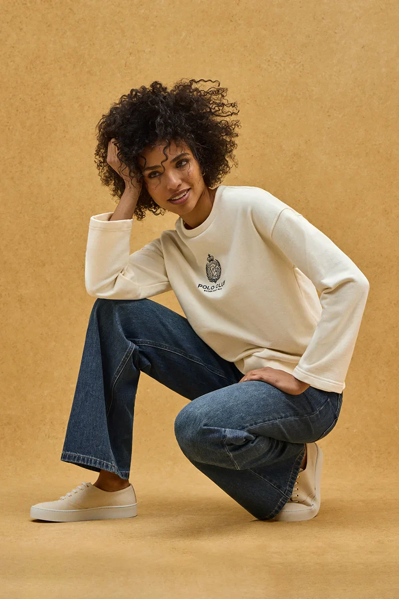 Nude straight-fit sweatshirt with Polo Club Nautic logo - Image 3